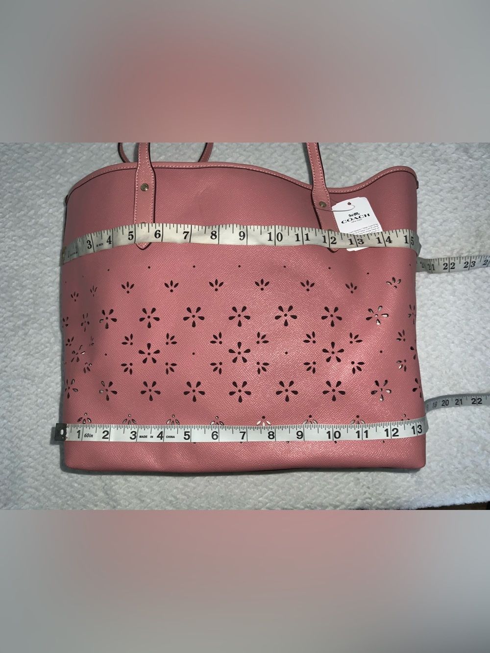 Coach Floral Perforated Leather Tote bag - Picture 10 of 14